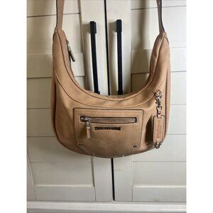 Women's True Religion Tan Hobo Riveted Shoulder Bag Handbag Purse